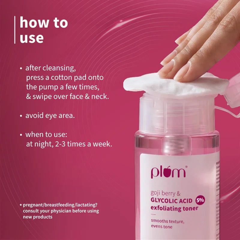 Plum Goji Berry & Glycolic Acid 5% Exfoliating Toner  150ML