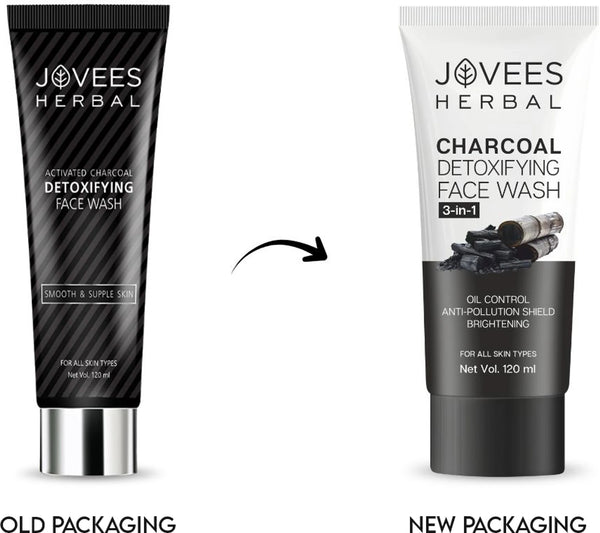 Jovees Herbal Activated Charcoal Detoxifying Face Wash For Deep Pore Cleansing, Oil Control, Removes Dirt & Impurities For All Skin Types 100ml