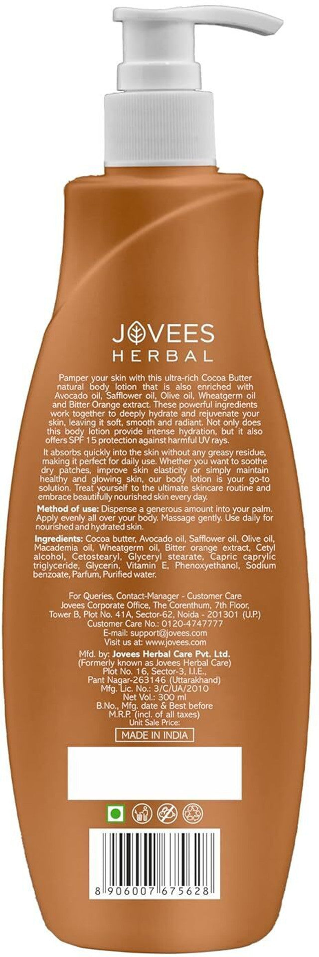 Jovees Herbal Cocoa Butter Hand & Body Lotion For Hydrates & Moisturise For All Skin Types