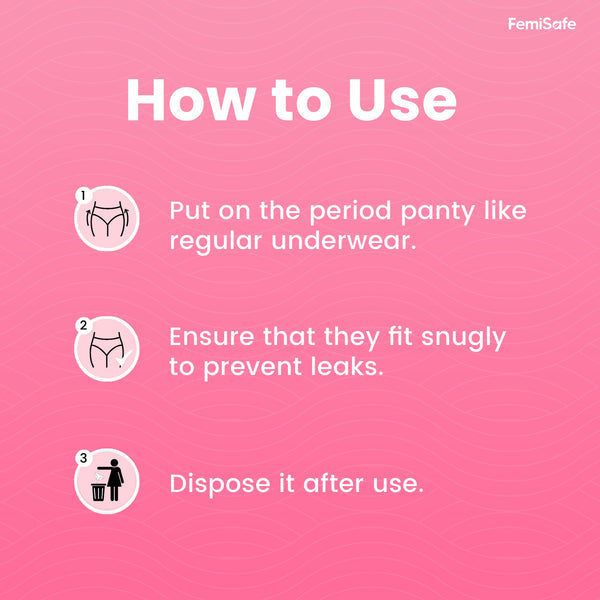 FemiSafe Disposable Period Panties | Leak proof, Ultra soakage & 360 degree coverage Sanitary Pad (Pack of 5)