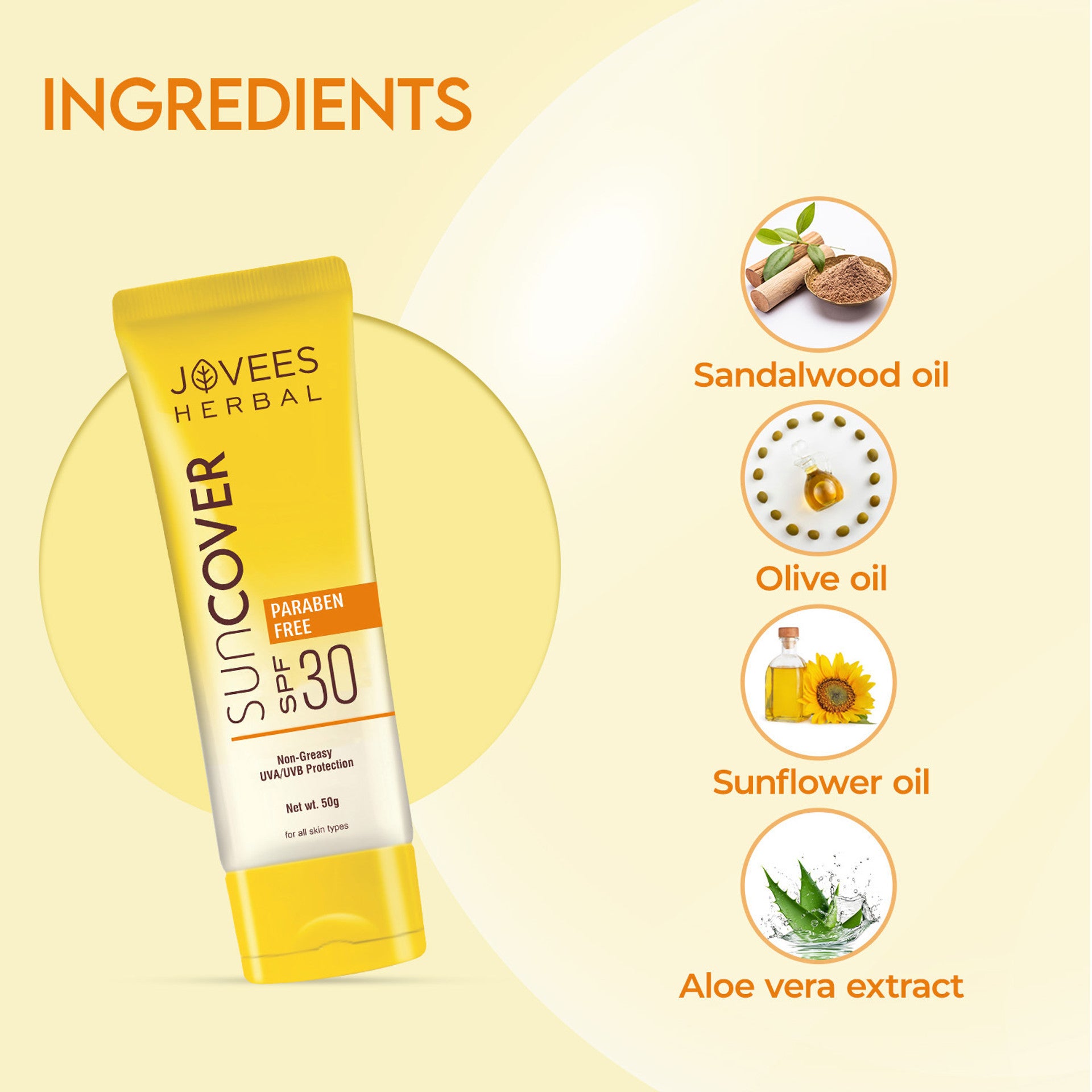 Jovees Herbal Sun Cover SPF 30 Sunscreen 50g