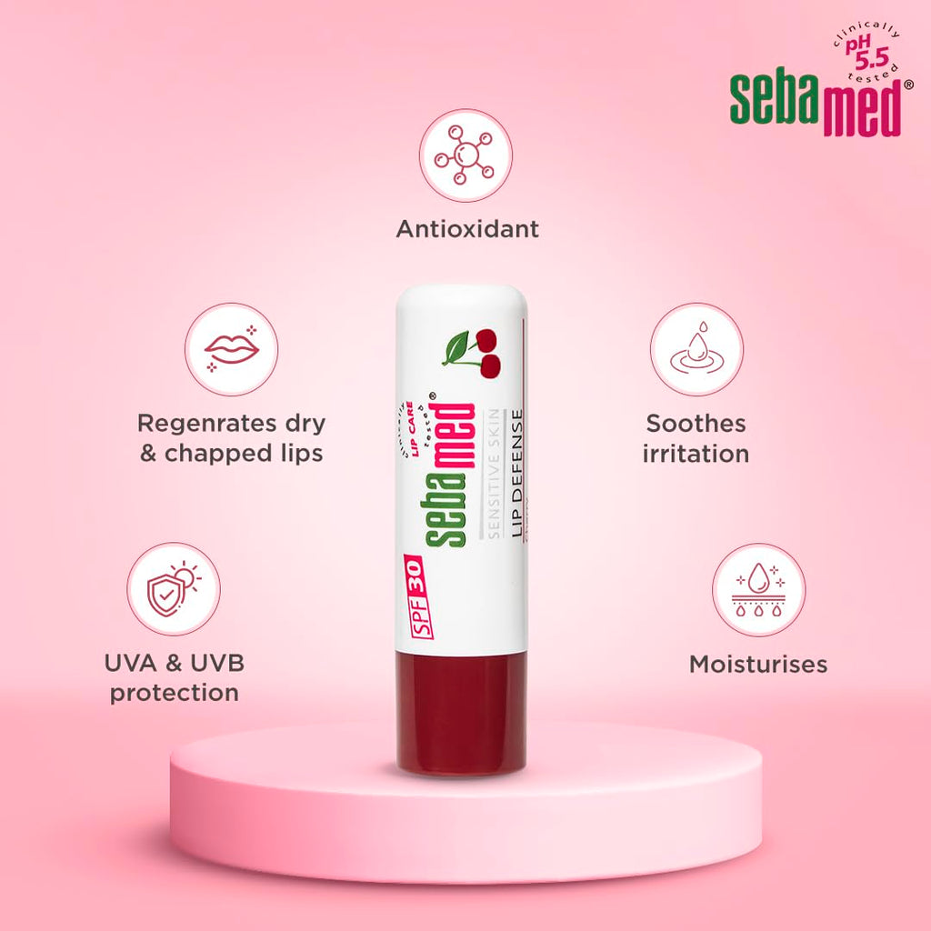 Sebamed Lip Defense Cherry 4.8g – Moisturizing Lip Care for Dry & Sensitive Lips