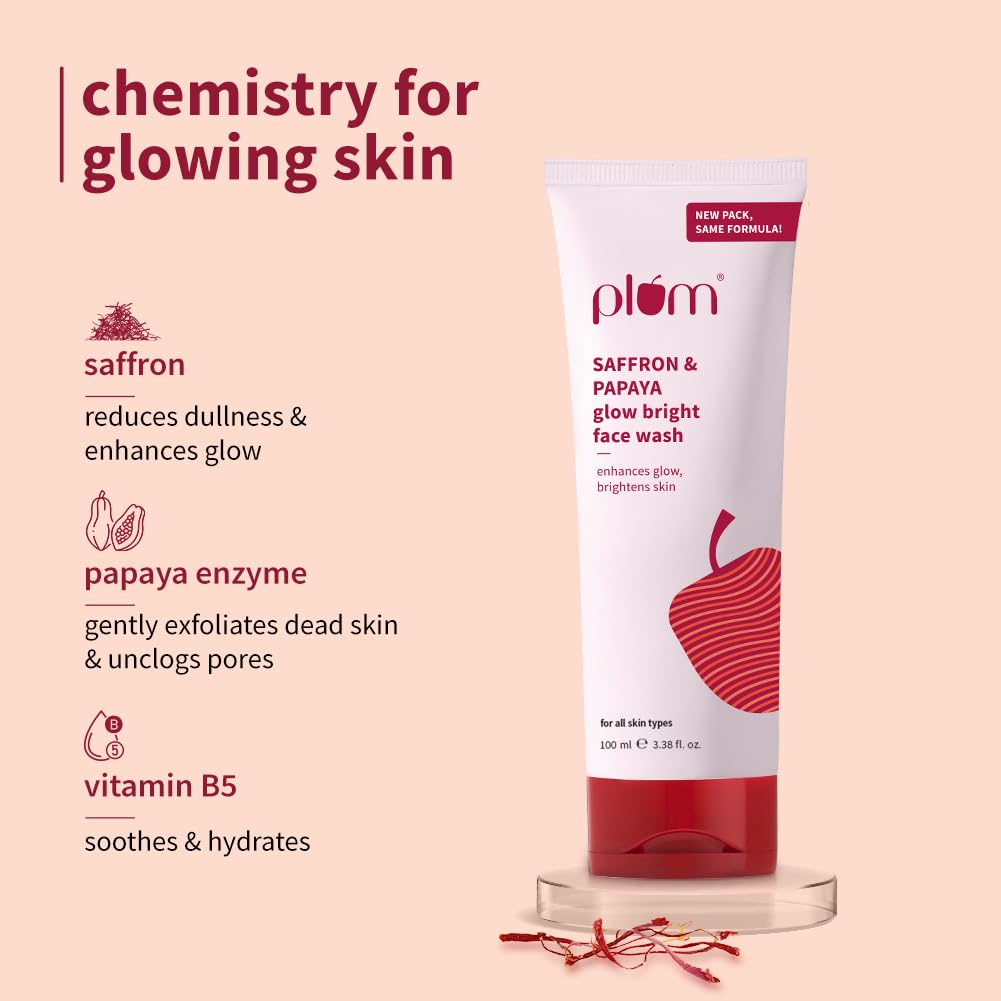 Plum Saffron & Papaya Glow Bright Face Wash 100 ml