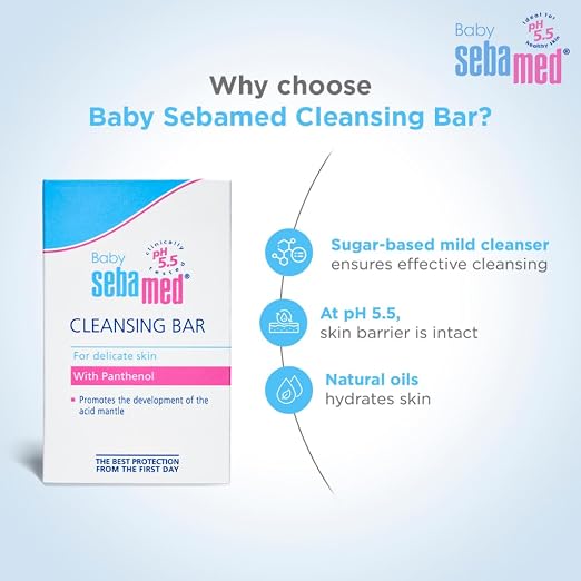 Sebamed Baby Cleansing Bar 100g – Gentle Soap-Free Cleansing for Baby’s Sensitive Skin