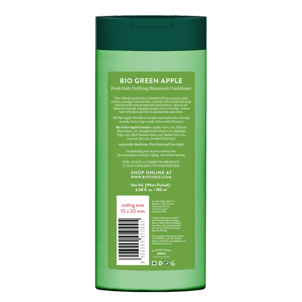 Biotique Bio-Green Apple Shine & Gloss Shampoo with Conditioner 180ml