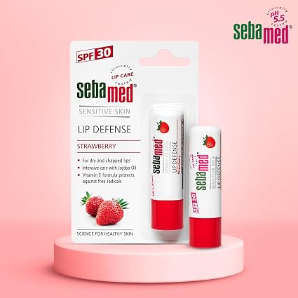 Sebamed Lip Defense Strawberry 4.8g – Moisturizing Lip Balm with UV Protection