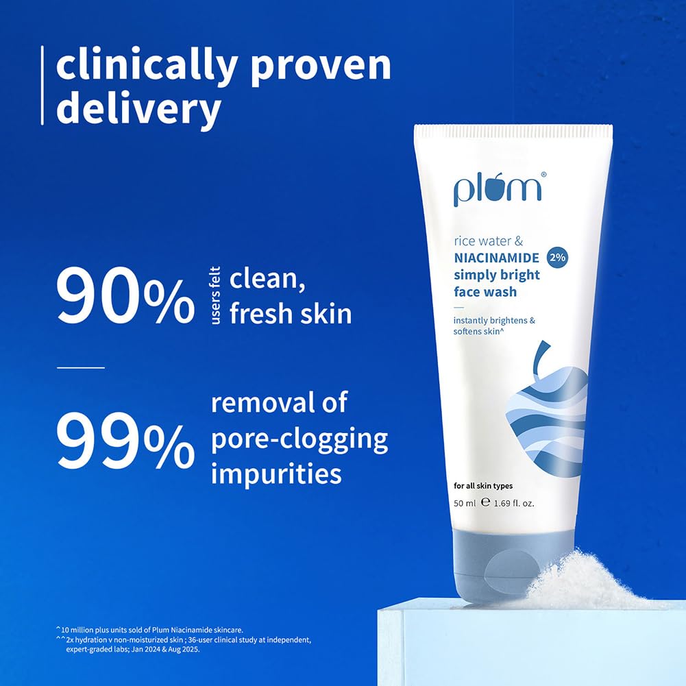 Plum Rice Water & 2% Niacinamide SimplyBRT Face Wash 50g