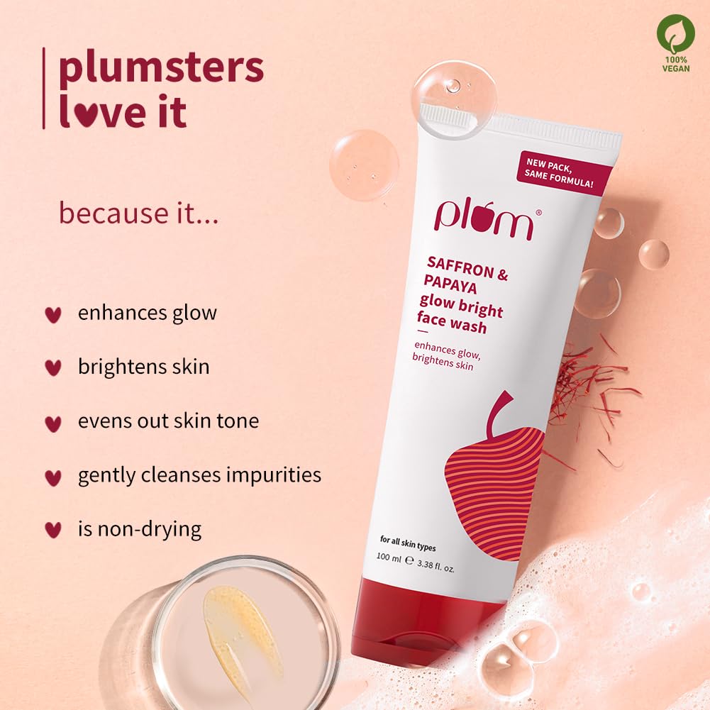 Plum Saffron & Papaya Glow Bright Face Wash 100 ml