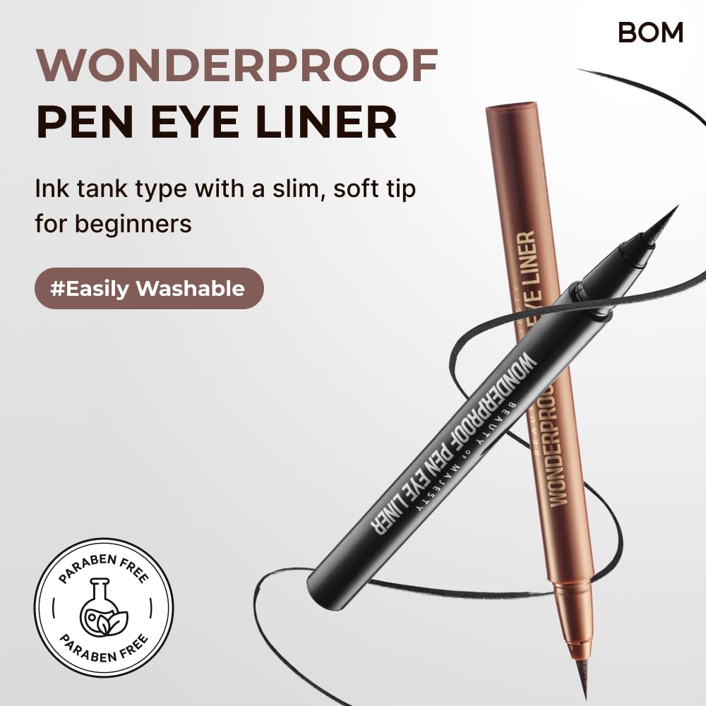 B.O.M Wonderproof Pen Eyeliner – Soft Brown