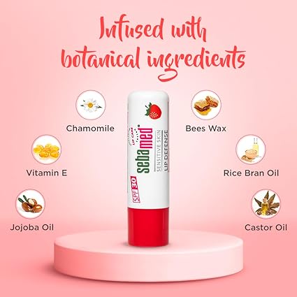 Sebamed Lip Defense Strawberry 4.8g – Moisturizing Lip Balm with UV Protection