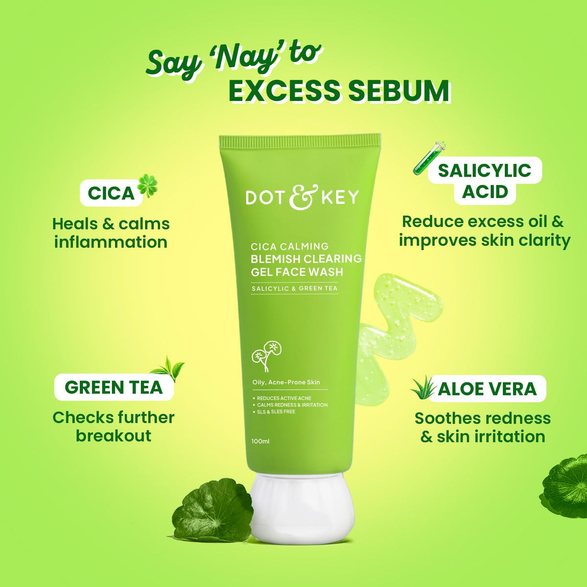 Dot&Key Cica Calming Blemish Cleaning Gel Face Wash100ml