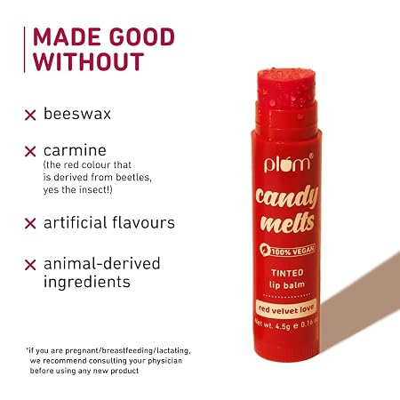 Plum Candy Melts 100% Vegan Tinted Lip Balm Red Velvet Love 4.5g