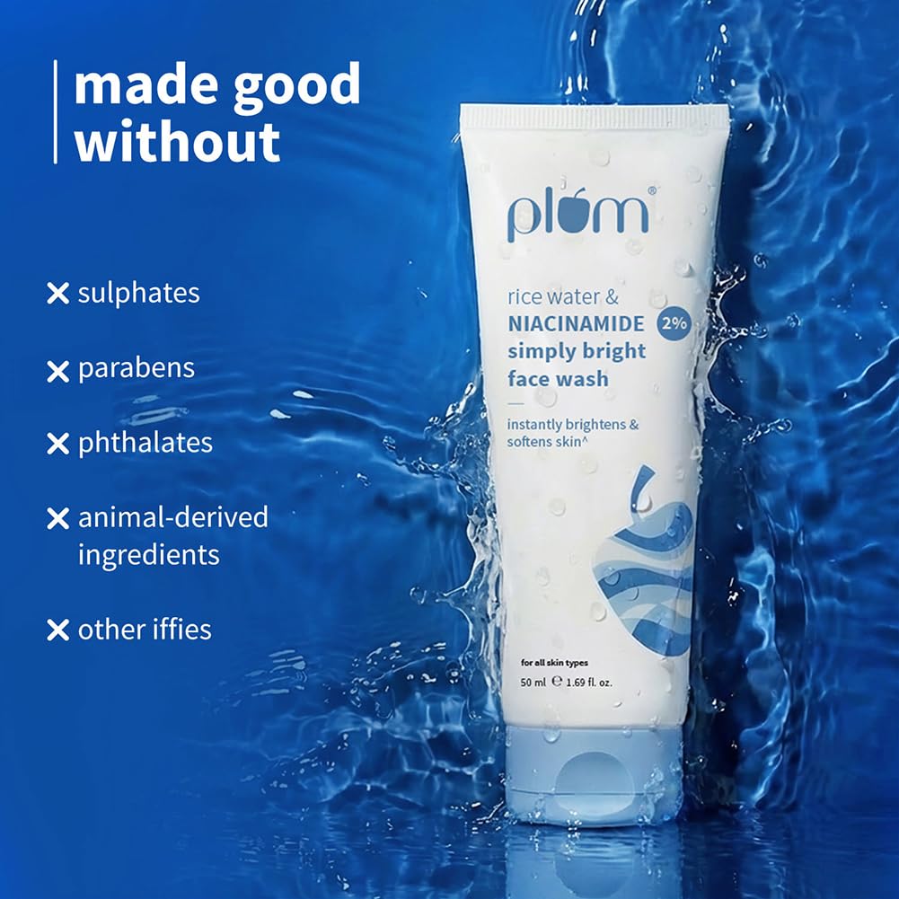 Plum Rice Water & 2% Niacinamide SimplyBRT Face Wash 50g