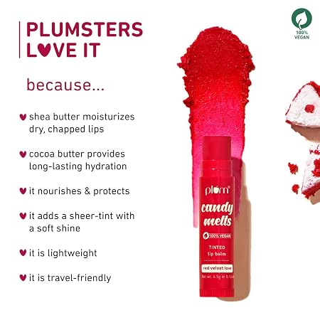 Plum Candy Melts 100% Vegan Tinted Lip Balm Red Velvet Love 4.5g