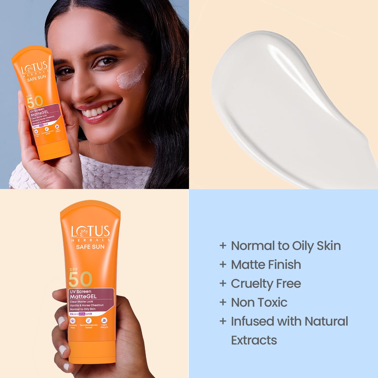 Lotus Safe Sun UV Screen Mattegel SPF50 15G