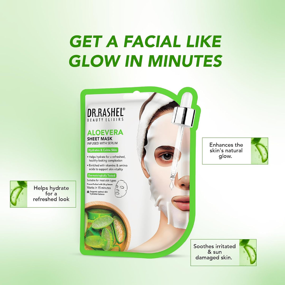 DR.RASHEL Beauty Elixirs Sheet Mask – Aloe Vera | Buy 1 Get 1 Free