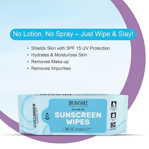 DR. RASHEL BEAUTY ELIXIRS MINI SUNSCREEN WIPES SPF 15 8 PULLS - CUCUMBER