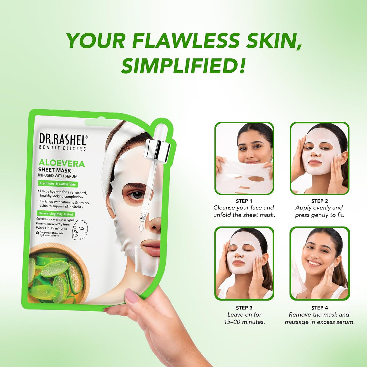 DR.RASHEL Beauty Elixirs Sheet Mask – Aloe Vera | Buy 1 Get 1 Free
