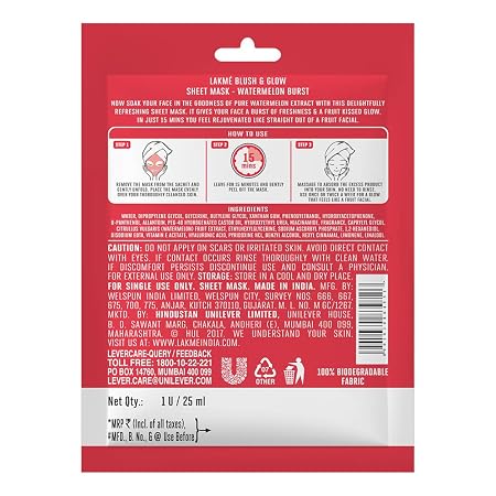 Lakmé Blush & Glow Watermelon Burst Sheet Mask