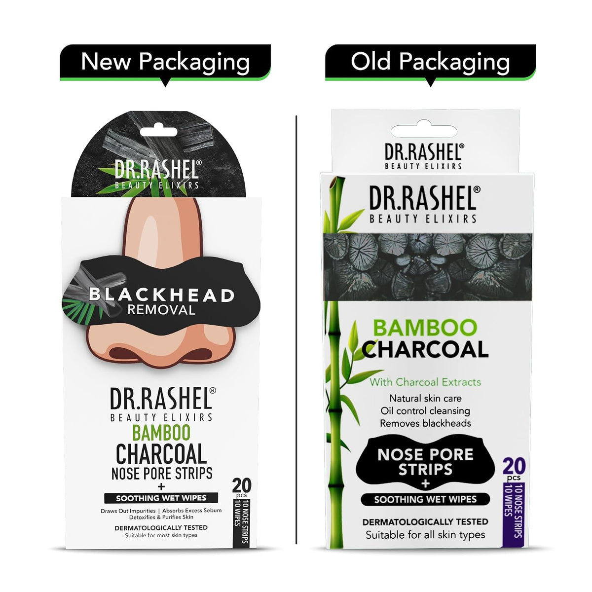 Dr.Rashel beauty elixirs nose pore 10 strips - bamboo charcoal
