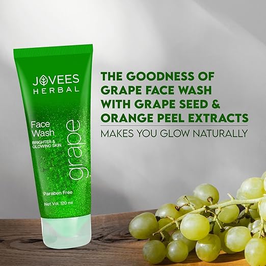 Jovees Herbal Grape Face Wash With Grape Seed & Orange Peel Extracts | For Brighter & Glowing Skin | Reduces Uneven Skin Tone & Fine Lines | For All Skin Types 50ML