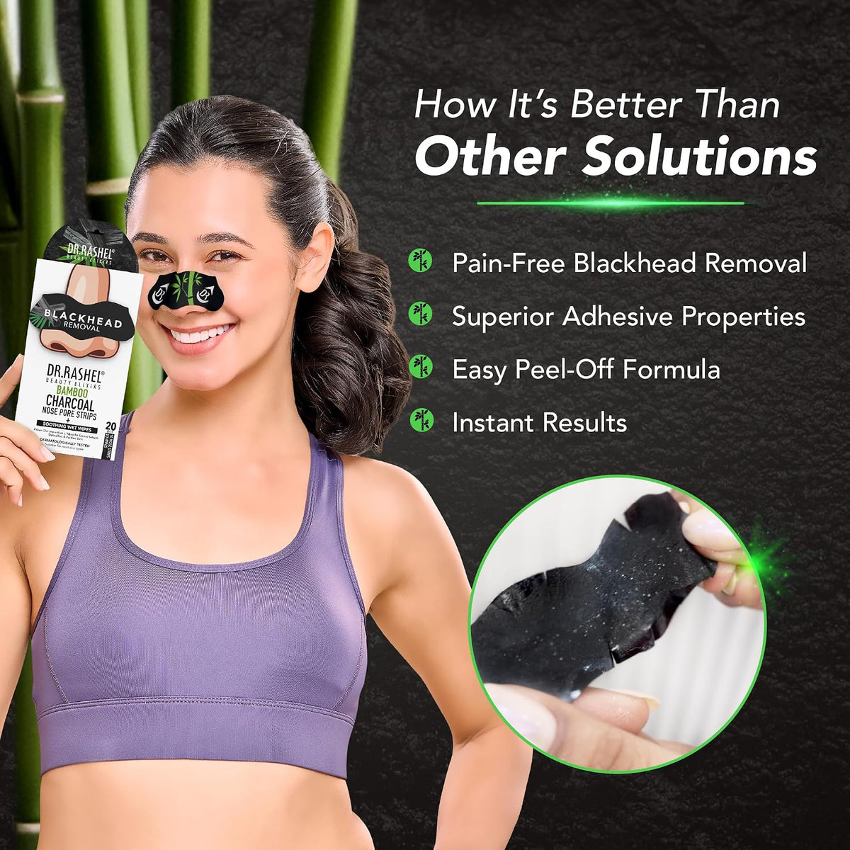 Dr.Rashel beauty elixirs nose pore 10 strips - bamboo charcoal