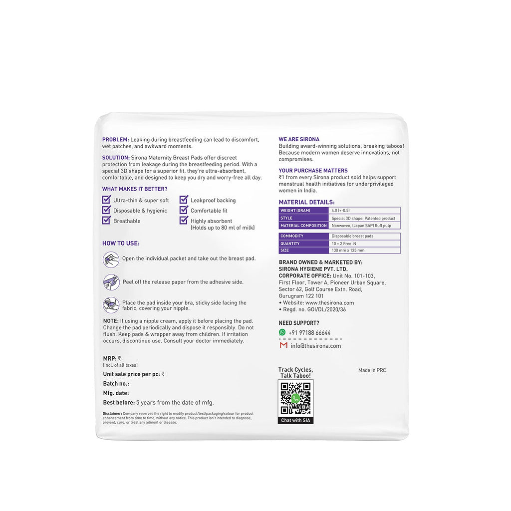 Sirona Maternity Breast Pad 12's