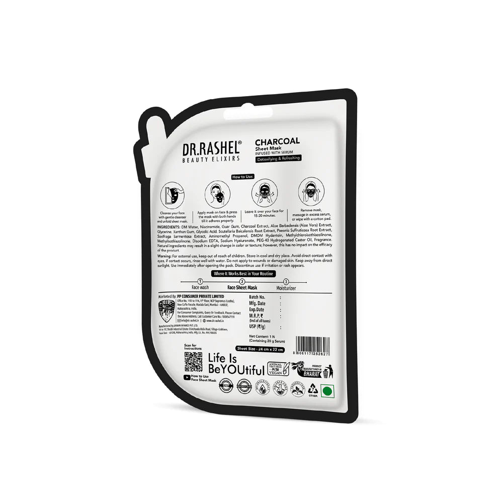 DR.RASHEL Beauty Elixirs Sheet Mask – Charcoal | Buy 1 Get 1 Free