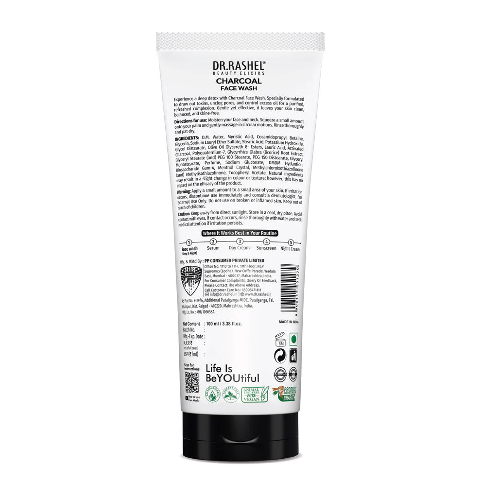 Dr.Rashel beauty elixirs face wash 100ml - charcoal