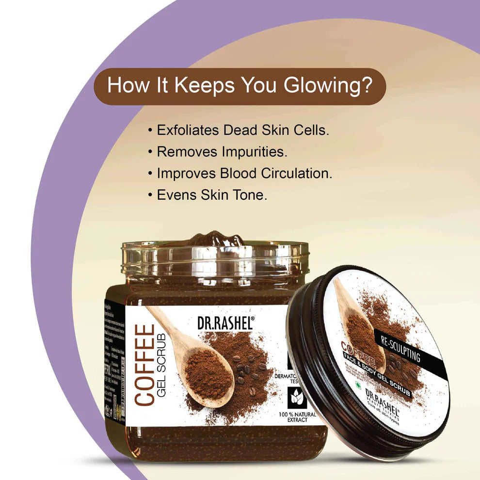 Dr.Rashel beauty elixirs face & body gel scrub 380ml - coffee