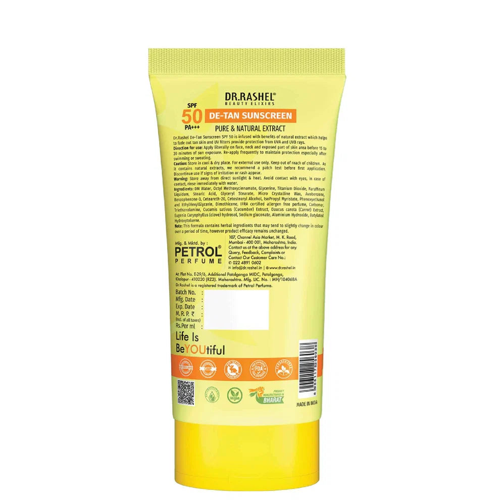 DR.RASHEL Beauty Elixirs Sunscreen – De-Tan SPF 50 50ml