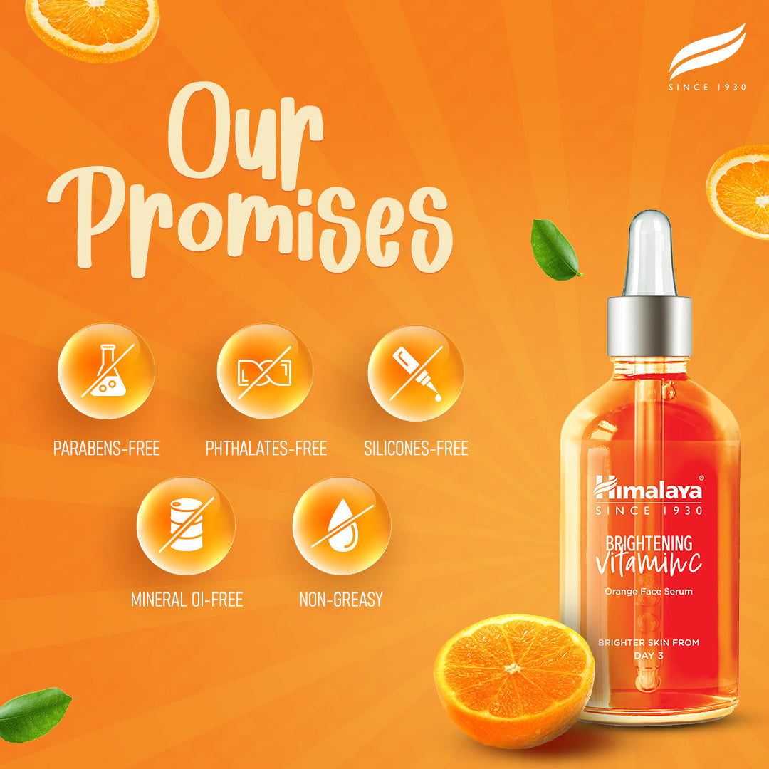 Himalaya Brightening Vitamin C Orange Face Serum 15ml + Orange Face Wash 50ml Free