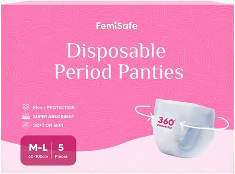 FemiSafe Disposable Period Panties, Pack of 5, M-L